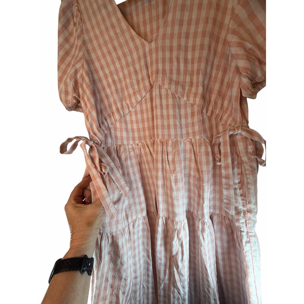 Calista Pink and White Gingham Dress - Size M - Picture 9 of 14